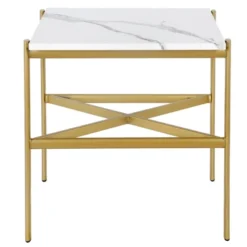 Gold Side Table With Faux Marble Top - Henn&Hart -Lush Living Store GUEST 17da30ca b4d1 49ad 9c64 58718e0e2b22