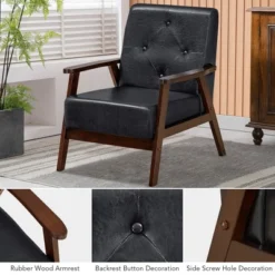 Costway Set Of 2 Accent Chairs PU Leather Chairs W/Rubber Wood Legs & Button Tufted Back -Lush Living Store GUEST 17e24d44 9216 49b9 b8f5 0d944aa95c96