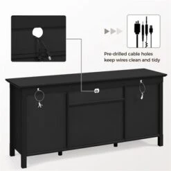 Yaheetech 58in Modern TV Console Table Mid-century TV Storage Cabinet Black -Lush Living Store GUEST 187531cc 85ce 4d21 b47c 45abfbb51078