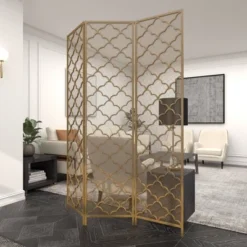 Modern Metal Filigree Room Divider Screen Gold - Olivia & May -Lush Living Store GUEST 1954aa1f fdb2 4be4 b408 953388509b01