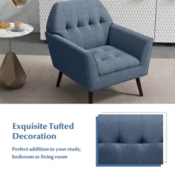 Costway Modern Tufted Fabric Accent Chair Upholstered Armchair With Rubber Wood Legs Blue/Grey 17 Costway Modern Tufted Fabric Accent Chair Upholstered Armchair With Rubber Wood Legs Blue/Grey -Lush Living Store GUEST 197d8d34 9568 4e44 9047 f4e2ba4d4202