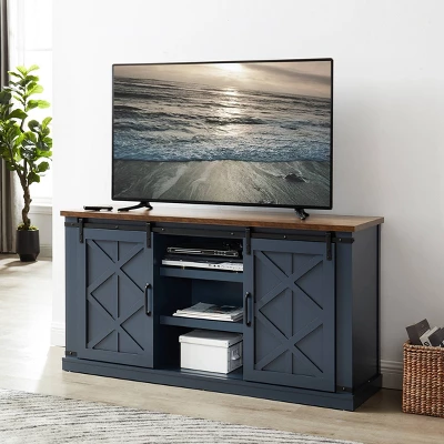 58" TV Stand For TVs Up To 65" Navy - Home Essentials 4 58" TV Stand For TVs Up To 65" Navy - Home Essentials - Image 2