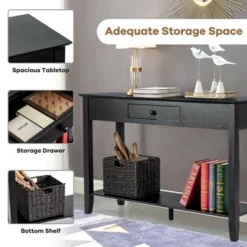 Costway Console Table With Drawer Shelf 2 Tier Sofa Side Accent Table Black -Lush Living Store GUEST 19e05d14 c9df 466b bc65 aac3c5ea9922