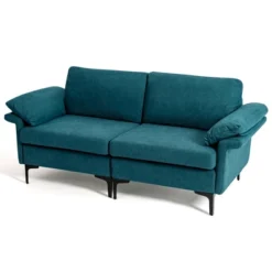 Costway Modern Loveseat Fabric 2-Seat Sofa Couch For Small Space W/ Metal Legs BlueRust Red -Lush Living Store GUEST 1a3782c8 adf4 4fbc 8cdb c63a6b76a950