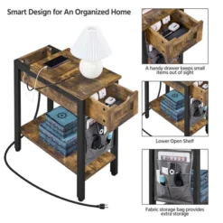 Yaheetech Narrow End Table Side Table With Charging Station -Lush Living Store GUEST 1a8cc92d 82a9 4955 a503 16a46fba2f77