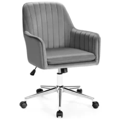 Costway Velvet Accent Office Armchair Adjustable Swivel Removable Cushion PinkBlueGrey -Lush Living Store GUEST 1ae97d0f 6f1c 476d 8efd cf586bbce5af