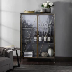 Richard Carter Display Metal Cabinet Gun Metal Antique Gold - StyleCraft -Lush Living Store GUEST 1b98f3c0 2cf7 40e8 80d3 11bcd2d39f49