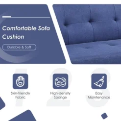 Costway Convertible Futon Sofa Bed Folding Recliner W/USB Ports&Power Strip GreyBlue -Lush Living Store GUEST 1b9e19dd b7e2 471c b0cc 776cce360540