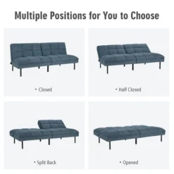 Costway Modern Convertible Futon Sofa Bed Linen Fabric Folding Couch Recliner GreyAquamarineBlue -Lush Living Store GUEST 1bb6e1d7 7ae7 4a1f 8333 2122c0750fa3