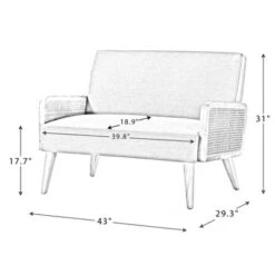 Criss Velvet Loveseat Rattan Armrest 2-Seater Tufted Back Sofa Contemporary Loveseat For Living Room | Karat Home -Lush Living Store GUEST 1bed6b2c f8e9 4342 ab0a bc7cb9dc7783