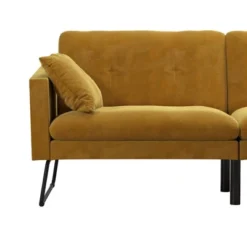 Neely Futon With Bolster Pillows Mustard Velvet - Mr. Kate -Lush Living Store GUEST 1c50e245 22ce 422f 809c b90ed0f5702b