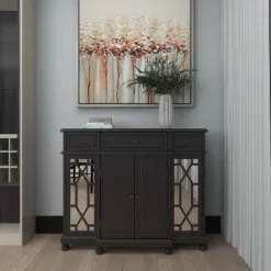 Glam Mirror And Wood Storage Cabinet Black - Olivia & May -Lush Living Store GUEST 1c591e95 21ad 4633 9e5d 3268eca50f45