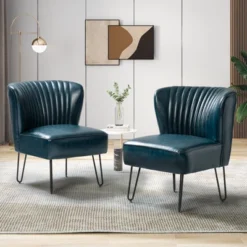 Set Of 2 Eustacio Mid-back Vegan Leather Accent Side Chair | Karat Home-TURQUOISE -Lush Living Store GUEST 1c6c7ad6 bf90 478b 81df 6b7914bedbff