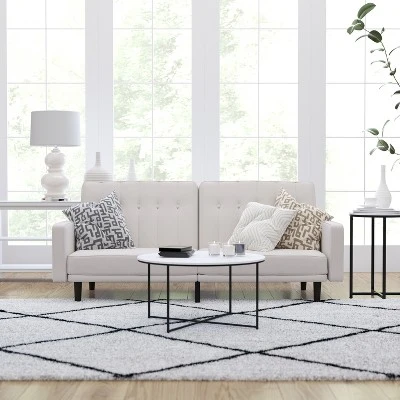 Merrick Lane Mid Century Modern Split-Back Sofa Futon With 3 Recline Positions 3 Merrick Lane Mid Century Modern Split-Back Sofa Futon With 3 Recline Positions