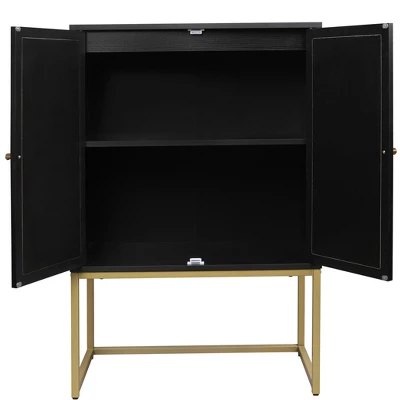 Natural Rattan 2 Door High Cabinet With Built-In Adjustable Shelves - ModernLuxe 8 Natural Rattan 2 Door High Cabinet With Built-In Adjustable Shelves - ModernLuxe - Image 6