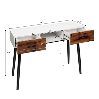 Costway 48'' Industrial Console Table With Storage Drawers Open Shelf Entryway 5 Costway 48'' Industrial Console Table With Storage Drawers Open Shelf Entryway - Image 3