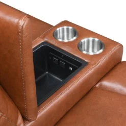 Natalia Power Loveseat Console Recliner Caramel Leather - Steve Silver Co. -Lush Living Store GUEST 1cfec3ac b912 4431 a416 916f0769b321