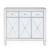 Monroe 3 Door Mirrored Cabinet Silver - Aiden Lane