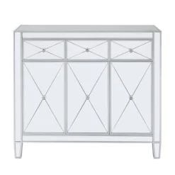 Monroe 3 Door Mirrored Cabinet Silver - Aiden Lane