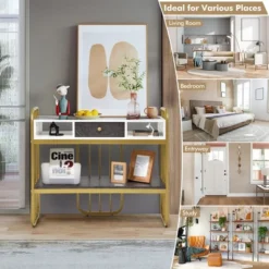 Costway Console Table With Drawer Storage Shelf Wide Tabletop Modern For Entryway -Lush Living Store GUEST 1e23fe34 fa60 44de 803d b9c9aa87dfa6