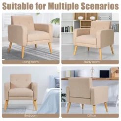 Costway Modern Accent Chair Upholstered Linen Armchair W/Rubber Wood Legs YellowBeigeGreyNavy 22 Costway Modern Accent Chair Upholstered Linen Armchair W/Rubber Wood Legs YellowBeigeGreyNavy -Lush Living Store GUEST 1e4ff3c7 363c 4492 b57a eece9e2cae7d