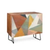Little Arrow Design Co Modern Triangle Mosaic Credenza Walnut/Black - Deny Designs