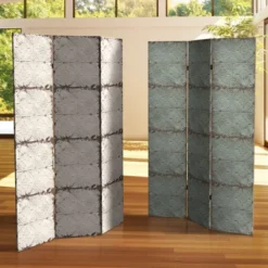 6" Double Sided Antiqued Paneling Canvas Room Divider Gray - Oriental Furniture -Lush Living Store GUEST 1eb524c6 e477 4763 a572 9735ba996749