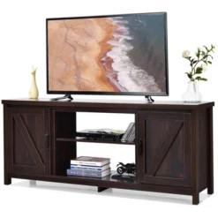 Costway 59'' TV Stand Media Console Center W/ Storage Cabinet For 65'' TV NaturalBlackCoffee -Lush Living Store GUEST 1ee94f25 79c7 4ec0 8e3d c9806be51d2a