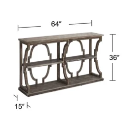 Crestview Collection Farmhouse Rustic Chestnut Wood Console Table 64" X 15" With Bookshelf Brown Antique White Wash 3-Tier For Living Room Entryway -Lush Living Store GUEST 1effe082 603f 4a9e a18f 8f0ebc376932