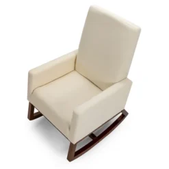 Costway Mid Century Retro Fabric Upholstered Rocking Chair Modern Armchair Beige -Lush Living Store GUEST 1f382f6f f1db 4bd0 89f6 fcdaf6ff0023