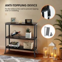 Costway 3-Tier Entryway Sofa Console Table Steel Frame For Hallway Living Room Brown -Lush Living Store GUEST 1f8b8f74 b82e 41f0 8275 c9000710f686