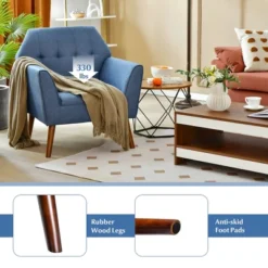 Costway Modern Tufted Fabric Accent Chair Upholstered Armchair With Rubber Wood Legs Blue/Grey 19 Costway Modern Tufted Fabric Accent Chair Upholstered Armchair With Rubber Wood Legs Blue/Grey -Lush Living Store GUEST 1f93a822 e96d 47f4 99a9 220632a48185