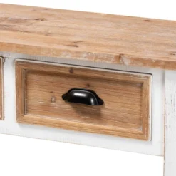 Benedict Two-Tone Wood 3 Drawer Console Table White/Oak - Baxton Studio -Lush Living Store GUEST 1f9cc00f 56c6 487c 95b9 2537513e9a4d