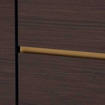 Walker Wood Faux Marble Top TV Stand For TVs Up To 60" Dark Brown/Marble/Gold - Baxton Studio 4 Walker Wood Faux Marble Top TV Stand For TVs Up To 60" Dark Brown/Marble/Gold - Baxton Studio - Image 2