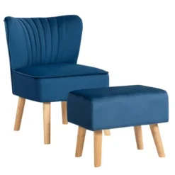 Costway Leisure Chair And Ottoman Thick Padded Velvet Tufted Sofa Set W/ Wood Legs PinkBlue Green 23 Costway Leisure Chair And Ottoman Thick Padded Velvet Tufted Sofa Set W/ Wood Legs PinkBlue Green -Lush Living Store GUEST 1ffdb2d8 c24b 4097 99e9 79888afdec21