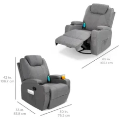 Best Choice Products Executive Swivel Massage Recliner Chair W/ Remote Control, 5 Modes, 2 Cup Holders - Gray -Lush Living Store GUEST 202911a5 0ea2 4410 9b6c 0723c6f52efb