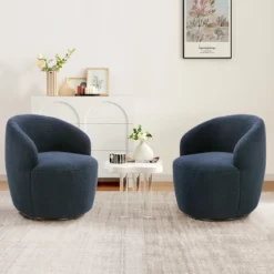 Set Of 2 Fannie 25.60'' Wide Small Size Boucle Upholstered 360° Swivel Barrel Chair-The Pop Maison -Lush Living Store GUEST 20883c1a c4d9 4cdb a3f7 dc18e787e3b4
