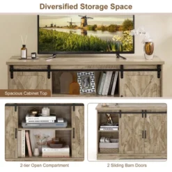 Costway 59'' Farmhouse TV Stand Sliding Barn Door Cabinet W/ Adjustable Shelf -Lush Living Store GUEST 20a9bd14 a43d 4560 96d9 c53dc2987777