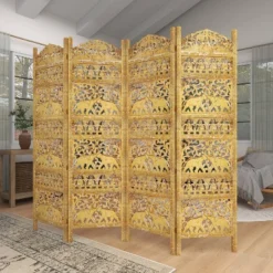 Traditional 4 Panel Fine Carved Room Divider Screen Gold - Olivia & May -Lush Living Store GUEST 2129f82f f5ca 4900 86c6 536a78f0380a