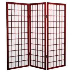 4 Ft. Tall Window Pane Shoji Screen 3 Panels - Oriental Furniture