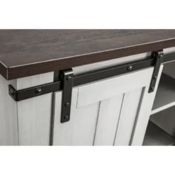 32" TV Stand For TVs Up To 40" Saw Cut Off White With Dark Walnut Desktop - Home Essentials -Lush Living Store GUEST 21d74dfc 2cb3 4482 ab51 40a9d890f168