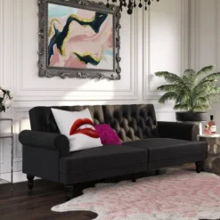 Cassidy Upholstered Futon - Paris Hilton X The Novogratz -Lush Living Store GUEST 2205cb7d 1dde 4034 941e fda336f04ffc