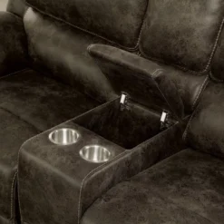 Nisbet Power Reclining Leather Loveseat With Cup Holders Mocha - HOMES: Inside + Out -Lush Living Store GUEST 222f6b7d eae1 40b9 9905 9259a5b2a347