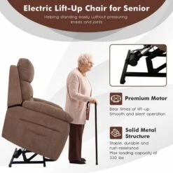 Costway Power Lift Recliner Chair Sofa For Elderly W/ Side Pocket & Remote Control GreyBrown -Lush Living Store GUEST 224db807 4757 4139 acc2 cc287856bfd7