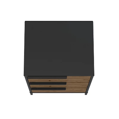 Wood And Metal Office Accent Storage Cabinet With 3 Drawers Brown/Black - The Urban Port 7 Wood And Metal Office Accent Storage Cabinet With 3 Drawers Brown/Black - The Urban Port - Image 5
