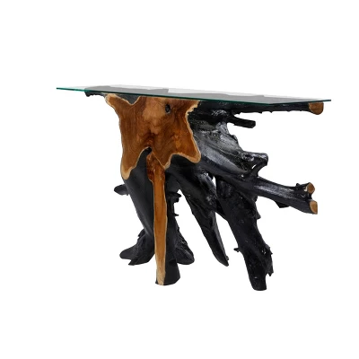 Contemporary Teak Wood Console Table Gold - Olivia & May 11 Contemporary Teak Wood Console Table Gold - Olivia & May - Image 9