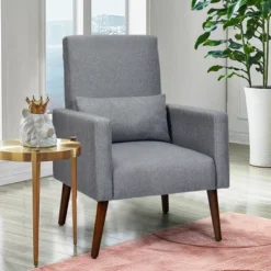 2-in-1 Fabric Upholstered Rocking Chair Nursery Armchair With Pillow Dark Grey -Lush Living Store GUEST 23794c69 e26b 424a 8961 830369a3fe55