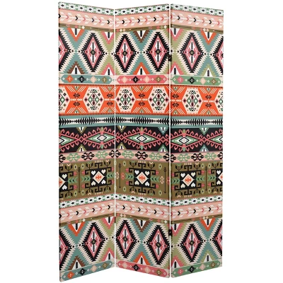 6" Double Sided Ikat Canvas Room Divider - Oriental Furniture 4 6" Double Sided Ikat Canvas Room Divider - Oriental Furniture - Image 2