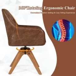 Costway Mid Century Swivel Accent Chair Hot-Stamping Cloth Armchair Retro Brown -Lush Living Store GUEST 24215467 1104 40ed 8115 21fcc454f360