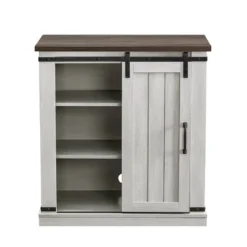 32" TV Stand For TVs Up To 40" Saw Cut Off White With Dark Walnut Desktop - Home Essentials -Lush Living Store GUEST 2424b008 8847 476c 88cc 9e36a964d234